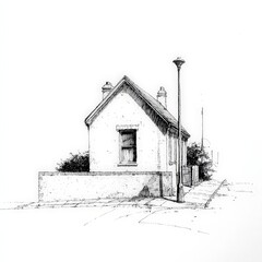 Simple Sketch of a Small Building with Clean Lines