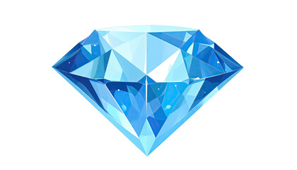 Fototapeta premium A radiant, stylized gemstone, vividly rendered in cool blue hues, set against a stark black backdrop