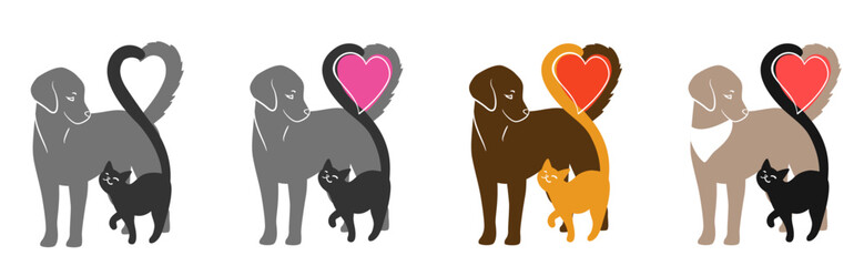 Cat and dog. A set for your design.