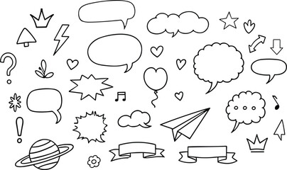 A collection of various cartoon speech bubbles and thought clouds