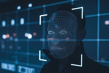 Facial recognition technology scanning a person's face