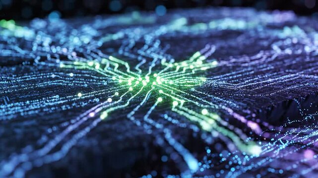 Abstract glowing circuit patterns