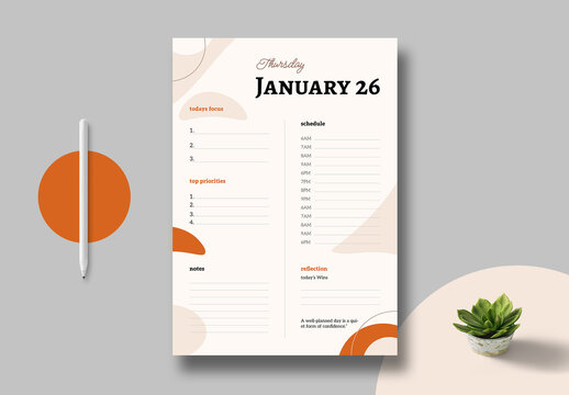 Daily Planner Template Layout