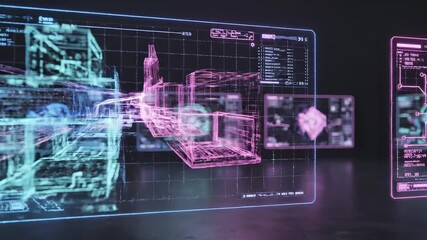 Futuristic data visualization on screens - Powered by Adobe