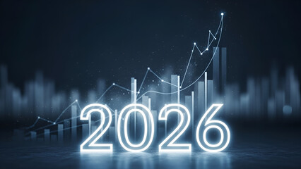 Naklejka premium Glowing 2026 Graph with Charts.