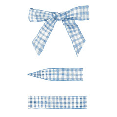 Coquette blue Ribbon Bow Clipart. It features adorable in a watercolor style. Ideal for creating feminine, kids, baby showers, wedding, card, seasonal decoration Christmas card and more.