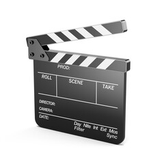 Clapper board isolated on transparent background - video icon. 3d illustration