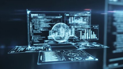 Futuristic digital interface with data visualization - Powered by Adobe