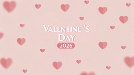 Valentine&rsquo;s Day 2026 Valentine's Day 2026 design featuring hearts on a pink background.