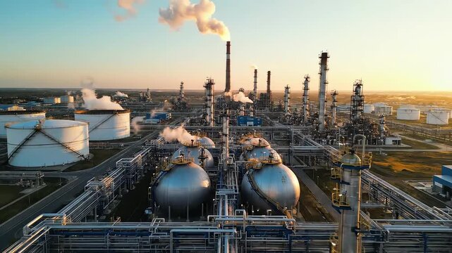 Aerial view of an industrial refinery