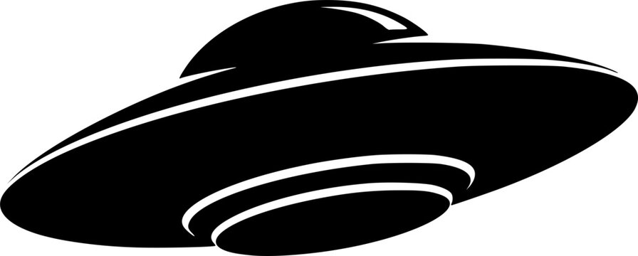 UFO Silhouette Vector Illustration on White Background
