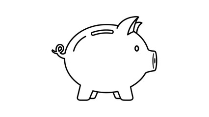 Obraz premium Simple Black and White Piggy Bank.