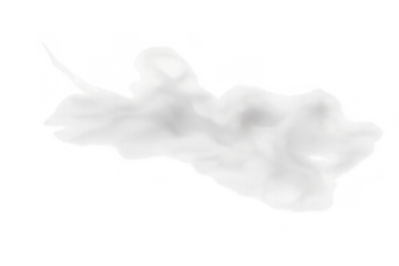 White fluffy cloud rendering, light softness and airiness flowing, isolated weather element with transparent background