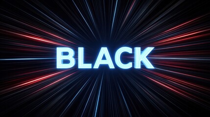 Glowing Speed Lines in Black Background with Futuristic Text for Dynamic Visuals and Modern Design Concepts