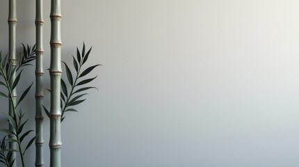 Tall bamboo stalks with green leaves plant