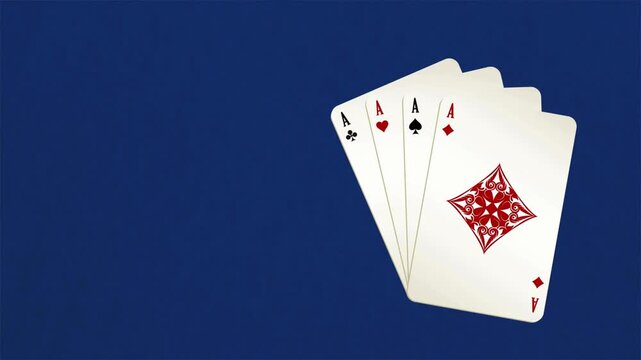 Four aces playing cards in a poker hand ready for gaming