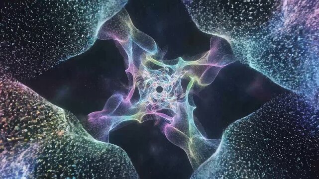 Cosmic explosion with colorful particles