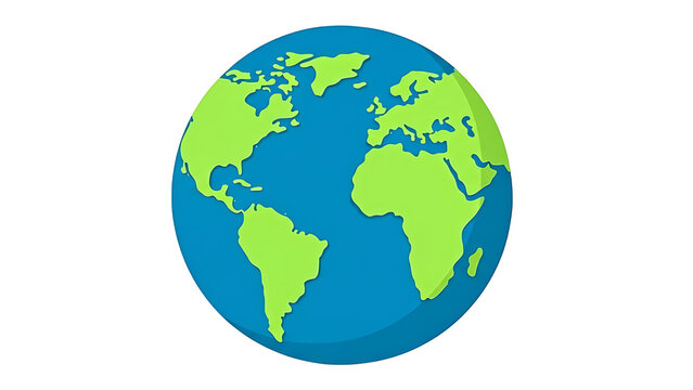 Vibrant globe illustration with green continents on blue background - Powered by Adobe