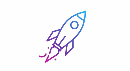Simple gradient rocket launch icon on white