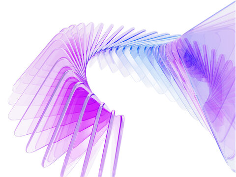 Abstract 3d background with row of glass holographic transparent triangle plate shapes render. Digital tech banner with layered effect. Iridescent gradient ribbon, wave line pattern