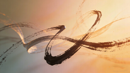 Abstract Calligraphy Strokes: Flowing Lines in an Artistic Composition with Soft Gradient Background
