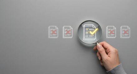 magnifying glass on approved document