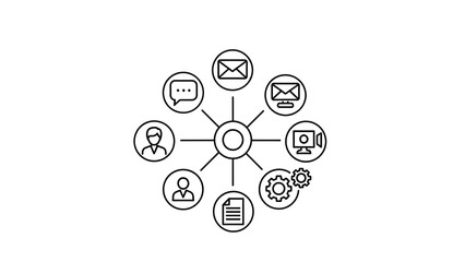 Communication Network Icons Infographic Design.