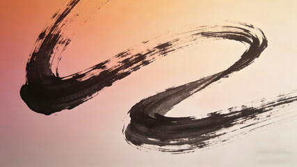 Abstract Calligraphy Strokes: Flowing Lines in an Artistic Composition with Soft Gradient Background