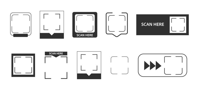 QR code frame box, template. QR code with inscription scan me with smartphone. Scan me icon. Scan qr code icon for payment, mobile app