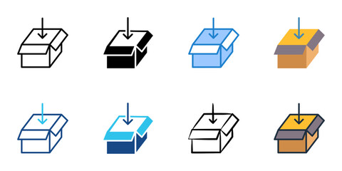 Packaging icon set multiple style collection. Editable stroke 
