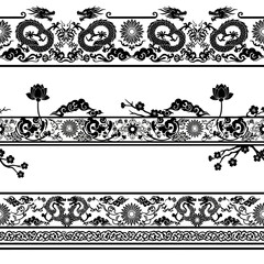 Fototapeta premium Ornate Black and White Floral Borders.