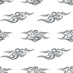 Black and White Cloud Illustration Pattern.