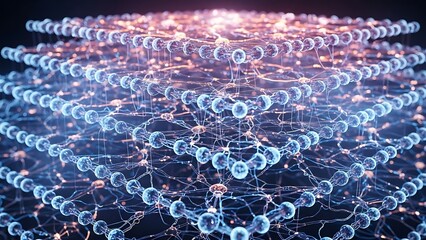 Abstract Neural Network Structure with Interconnected Nodes and Glowing Connections Digital Art