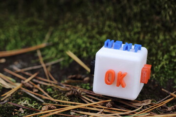 OKの文字が書かれたキューブが示す肯定の意思