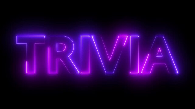 flickering neon trivia text animation. neon sign that flickers and glows with TRIVIA