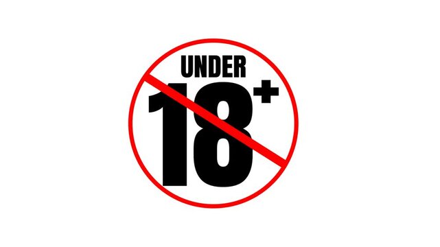 18+ not allowed logo animation. 18 Plus movie icon. 4k video