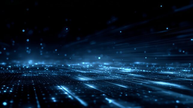 Futuristic Digital Circuit Board with Glowing Blue Connections - Powered by Adobe