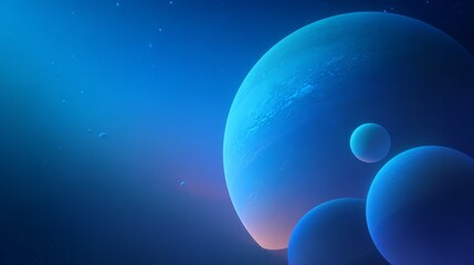 Abstract blue space planets cosmic background