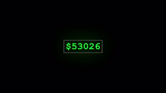 Number counter animation from 1000 to 90000 with alpha channel, Debt doller counter animation on transparent background