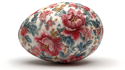 easter egg made of flowers on white background 