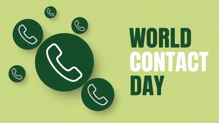 World Contact Day illustration with phone icons on green background