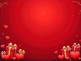 Romantic Valentines Day Background with Hearts and Gifts