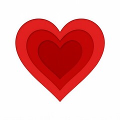 Layered Red Heart Icon Isolated on White Background