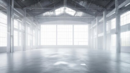 Empty industrial space, bright and airy