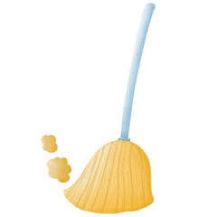 A broom for sweeping hand drawn transparency illustration 