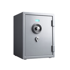 Gray Metal Safe with Combination Lock and Key Slot