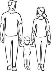 Vector illustration of a fashion model man and woman walking with front and back views showing human body anatomy silhouette and hair design in a line art figure drawing sketch