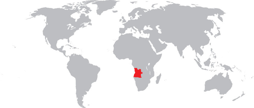 Angola Highlighted on World Map Vector Design
