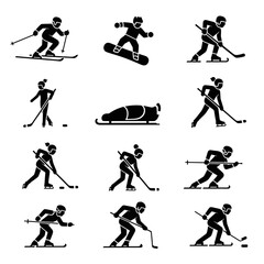 Black silhouettes of ice hockey players.