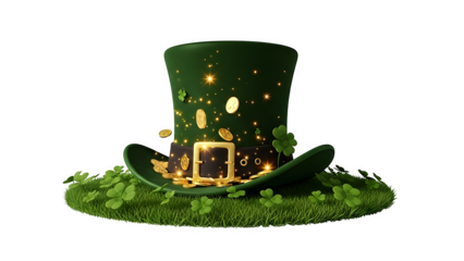 Whimsical miniature fairy house on tree stump isolated on transparent background